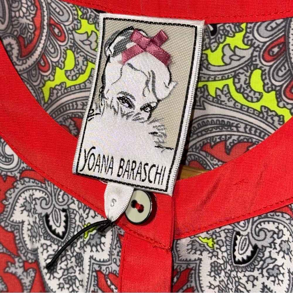YOANA BARASCHI button down paisley print belted dress SMALL - Picture 3 of 12